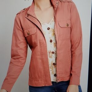 Ruffle back utility jacket